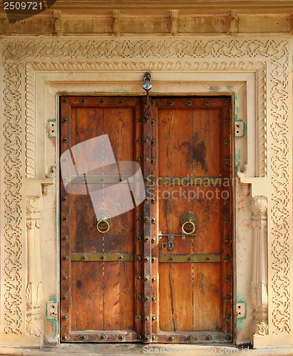 Image of old wooden closed door