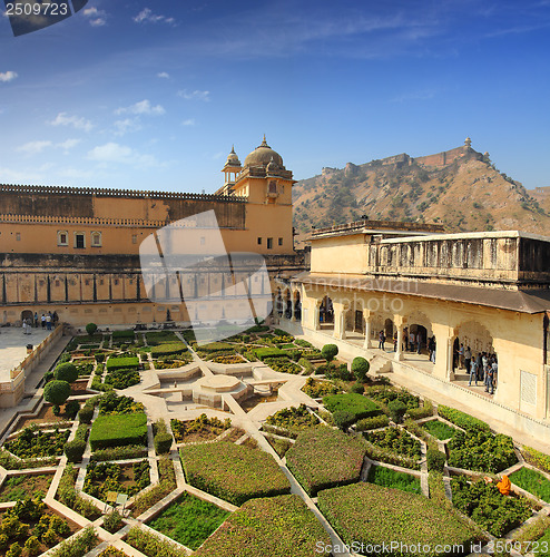 Image of garden in amber fort - Jaipur