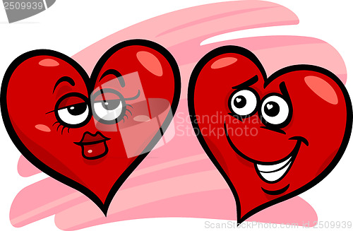 Image of hearts in love cartoon illustration