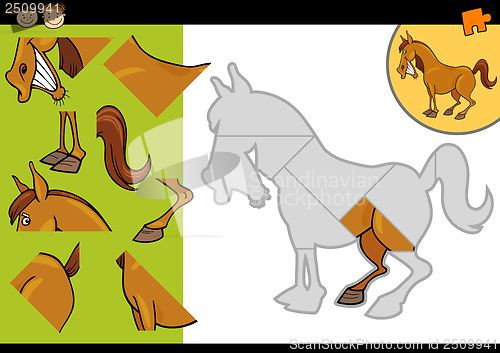 Image of cartoon farm horse puzzle game