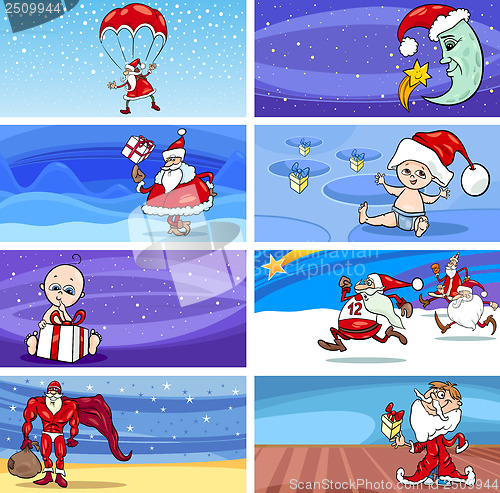 Image of Cartoon Greeting Cards with Santa Claus