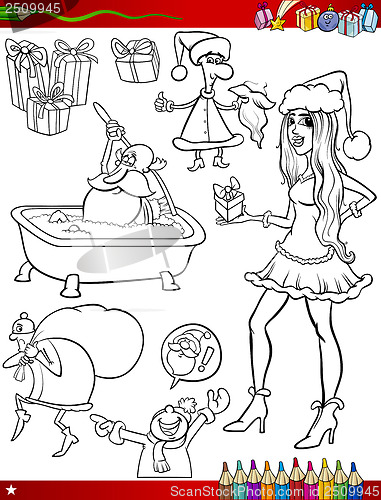 Image of christmas themes coloring page