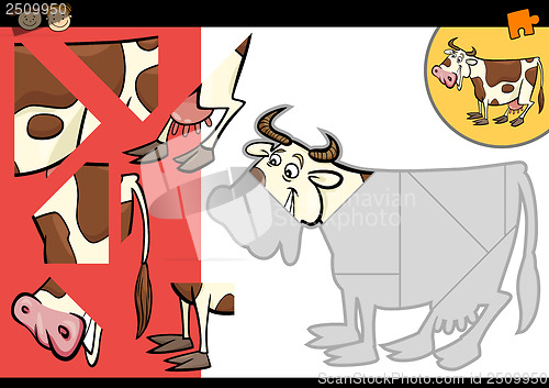 Image of cartoon farm cow puzzle game
