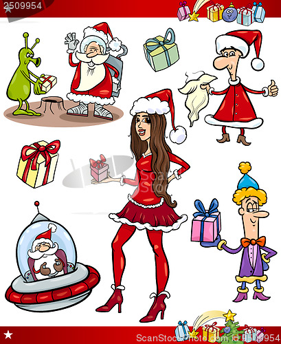 Image of christmas themes cartoon set