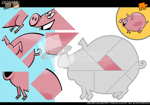 Image of cartoon farm pig puzzle game