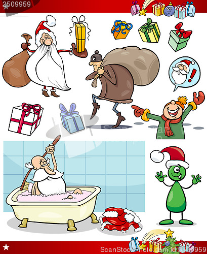Image of christmas themes cartoon set