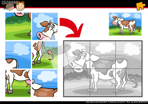 Image of cartoon cow jigsaw puzzle game