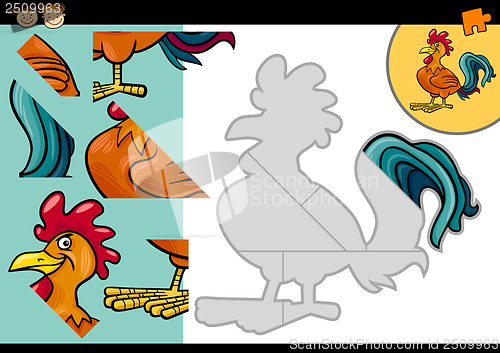 Image of cartoon farm rooster puzzle game