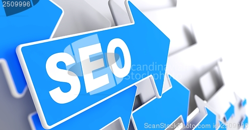 Image of SEO on Blue Arrow.