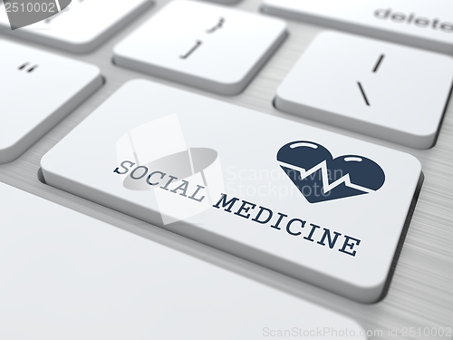 Image of White Keyboard Social Medicine Button.