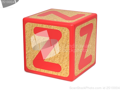 Image of Letter Z on Childrens Alphabet Block.