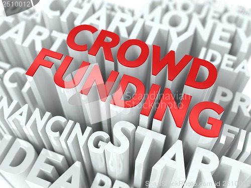 Image of Crowd Funding. Wordcloud Concept.