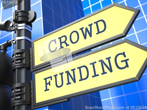 Image of Crowd Funding. Yellow Roadsign.