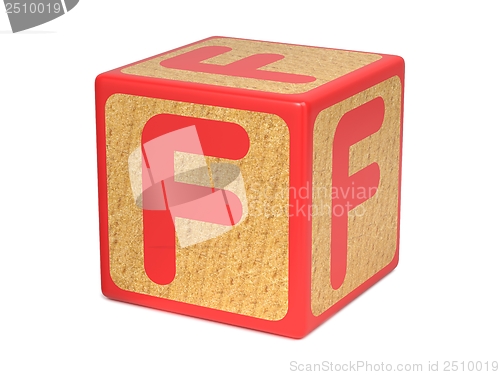 Image of Letter F on Childrens Alphabet Block.