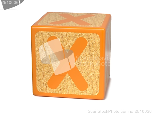 Image of Letter X on Childrens Alphabet Block.