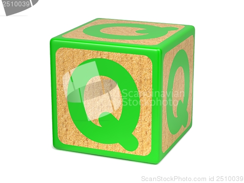 Image of Letter Q on Childrens Alphabet Block.