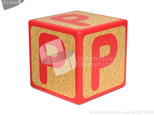 Image of Letter P on Childrens Alphabet Block.