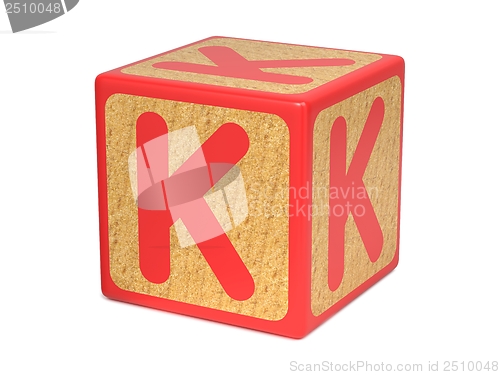 Image of Letter K on Childrens Alphabet Block.