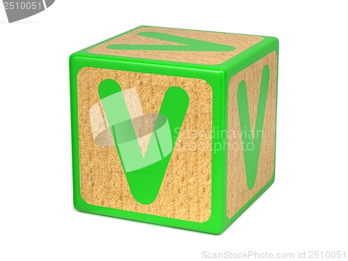 Image of Letter V on Childrens Alphabet Block.