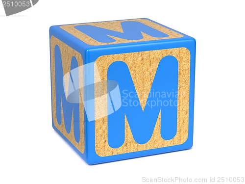 Image of Letter M on Childrens Alphabet Block.