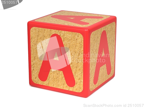 Image of Letter A on Childrens Alphabet Block.