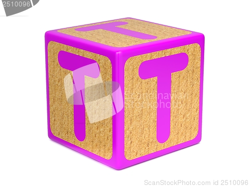 Image of Letter T on Childrens Alphabet Block.