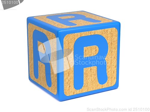 Image of Letter R on Childrens Alphabet Block.