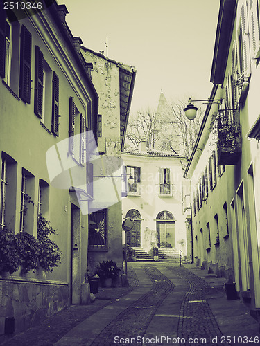 Image of Vintage sepia Rivoli old town, Italy