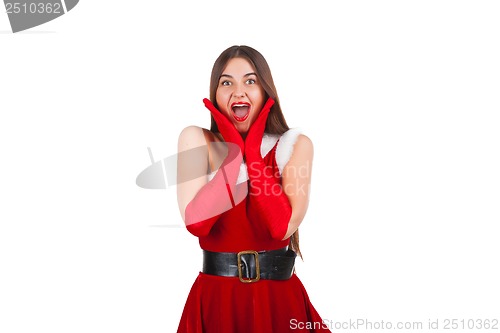 Image of Beautiful girl in santa costume