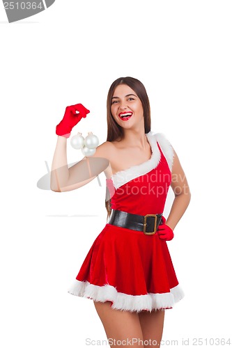 Image of Beautiful girl in santa costume