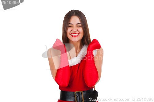 Image of Beautiful girl in santa costume