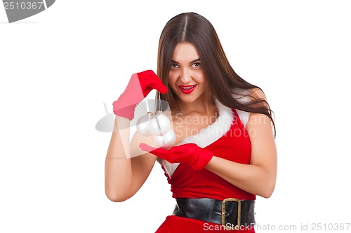Image of Beautiful girl in santa costume