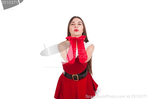 Image of Beautiful girl in santa costume