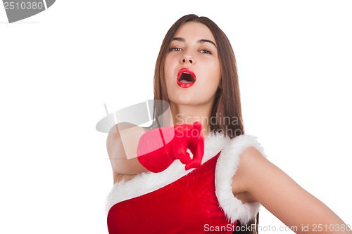 Image of Beautiful girl in santa costume