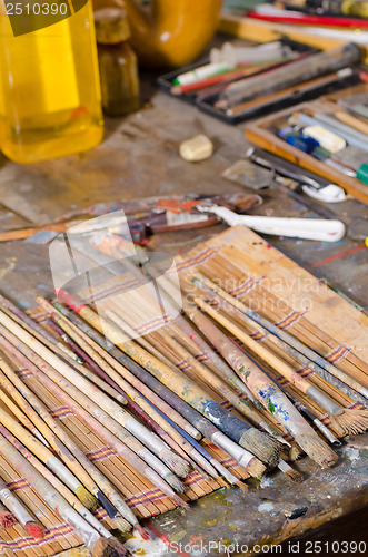 Image of Paintbrushes in an atelier