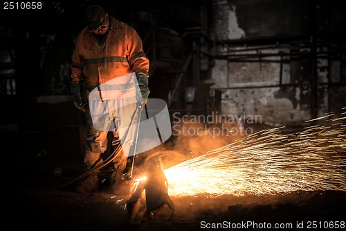 Image of Welding manwith sparks