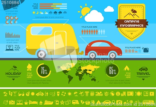 Image of Flat Camping Infographic Template.