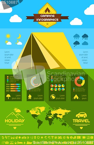 Image of Flat Camping Infographic Template.