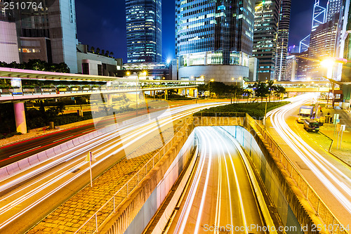 Image of Hong Kong city busy traffic at night