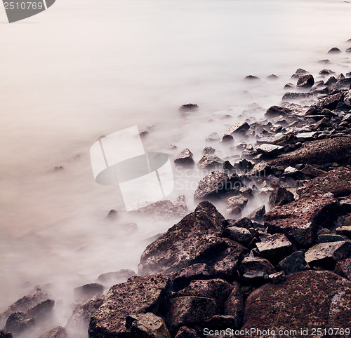 Image of Sea coast wave and rock