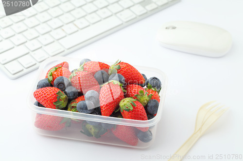 Image of Healthy lunch box on working desk