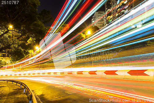 Image of Traffic trail on road