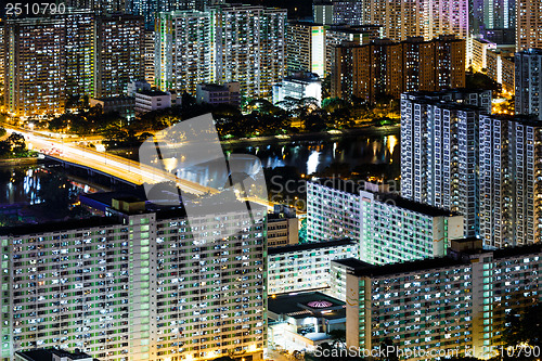 Image of Cityscape in Hong Kong at night