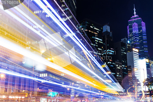 Image of Traffic trail at night in Hong Kong