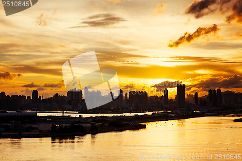 Image of Silhouette of the cityscape in Hong Kong