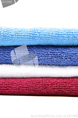 Image of Colorful towels - copy space at top and bottom of image