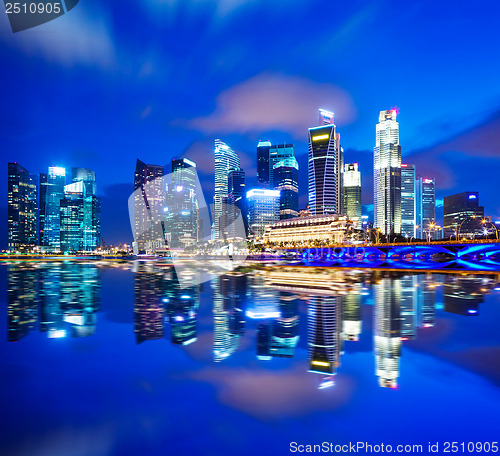 Image of Urban cityscape in Singapore at night