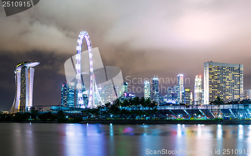 Image of Singapore city skyline at night