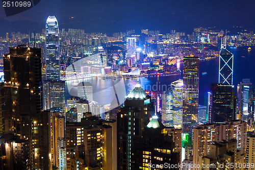 Image of Urban Cityscape in Hong Kong at night