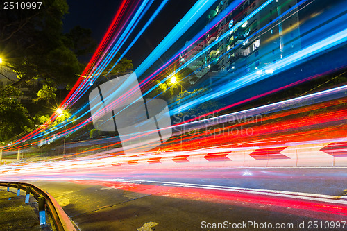 Image of Traffic car lights on road